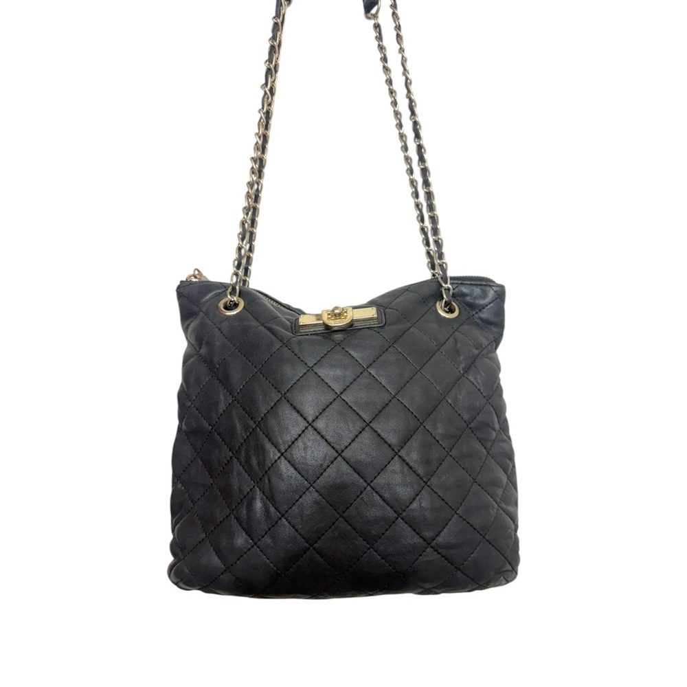 DKNY Quilted Black Leather Chain Strap Shoulder Bag - Picture 3 of 11